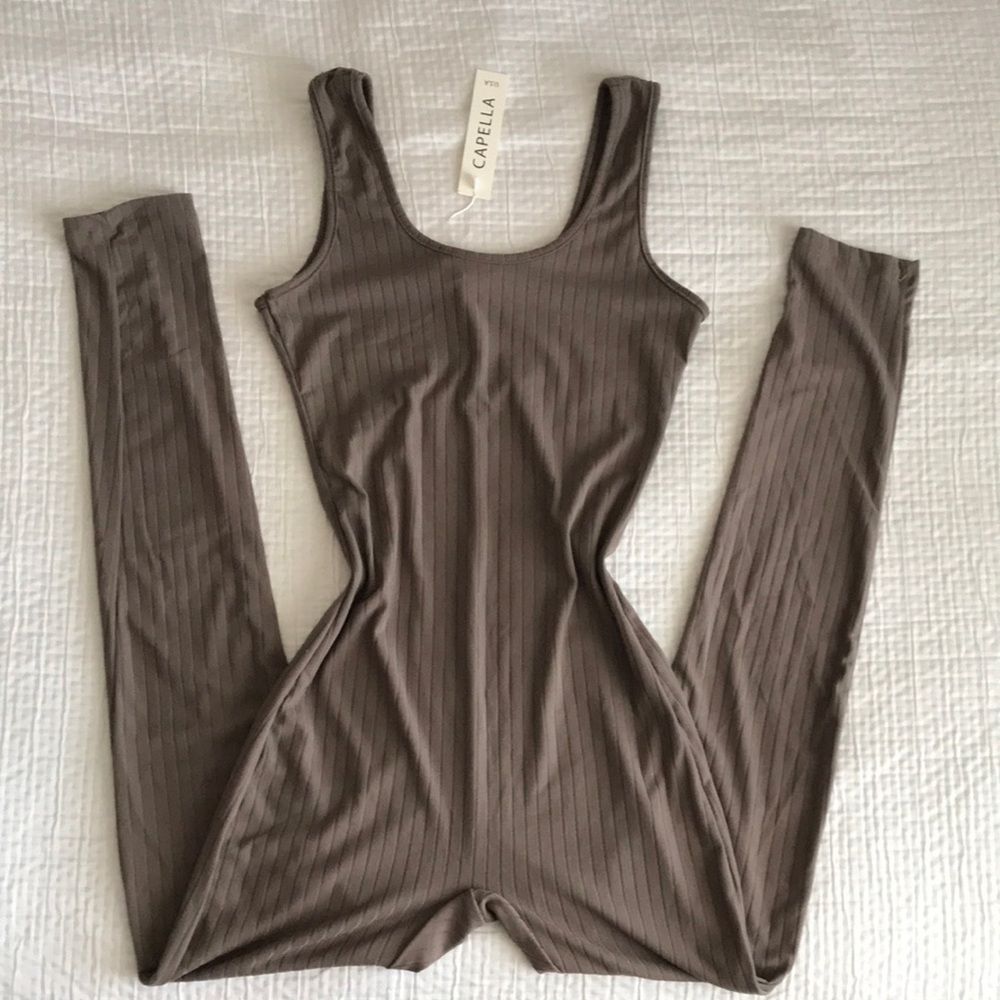 Taupe Ribbed Jumpsuit